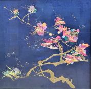 Shelagh Gardiner, Whispers on the Wind, blue fabric worked with gold thread, gold paint and