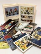 A plastic storage box containing a large collection of Moorcroft Collectors Club magazines,