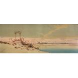 Augustus Osborne Lamplough, (British 1877 - 1930) Egyptian Ruins by side of The Nile, watercolour,