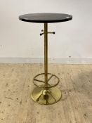 A contemporary bar table, the stained circular top over gilt brass stem and base, by Johanson Design