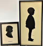 H Lawley, silhouette portrait of Eleanor and another by the same hand of a Young Boy, dated 1903,