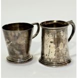 An Edwardian London silver tapered cylinder christening mug with engraved name Eleanor and C