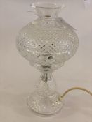 A Waterford cut crystal glass 'Innishmore' table lamp, circa 1970s H35cm