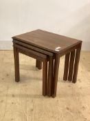 A mid century teak nest of three tables H46cm, W55cm, D47cm