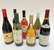 A group of rose, white and red wines including Chateau Neuf de Pap 1991, Muscadet 1998, Fiscatti