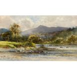 Albert Procter, (British 1864-1909) Highland Scene with River, watercolour, signed bottom left,