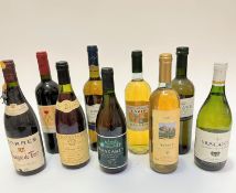 Three bottles of red and six bottles of white wine including Torres, Sanger de Toro 1995, Jean