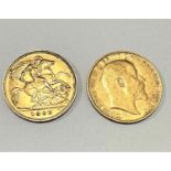 An Edward VII gold half sovereign 1906 and an Edward VII gold half sovereign 1910