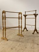Two towel rails, one pine and one beech, larger H87cm