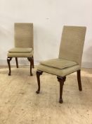 A Set of six French style upholstered high back dining chairs, with seat pads H103cm