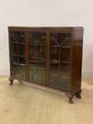 An early 20th centruy mahogany display cabinet or bookcase, with two astragal glazed doors enclosing