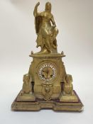 A French Egyptian revival mantel clock, second half of the 19th century, the gilt case of