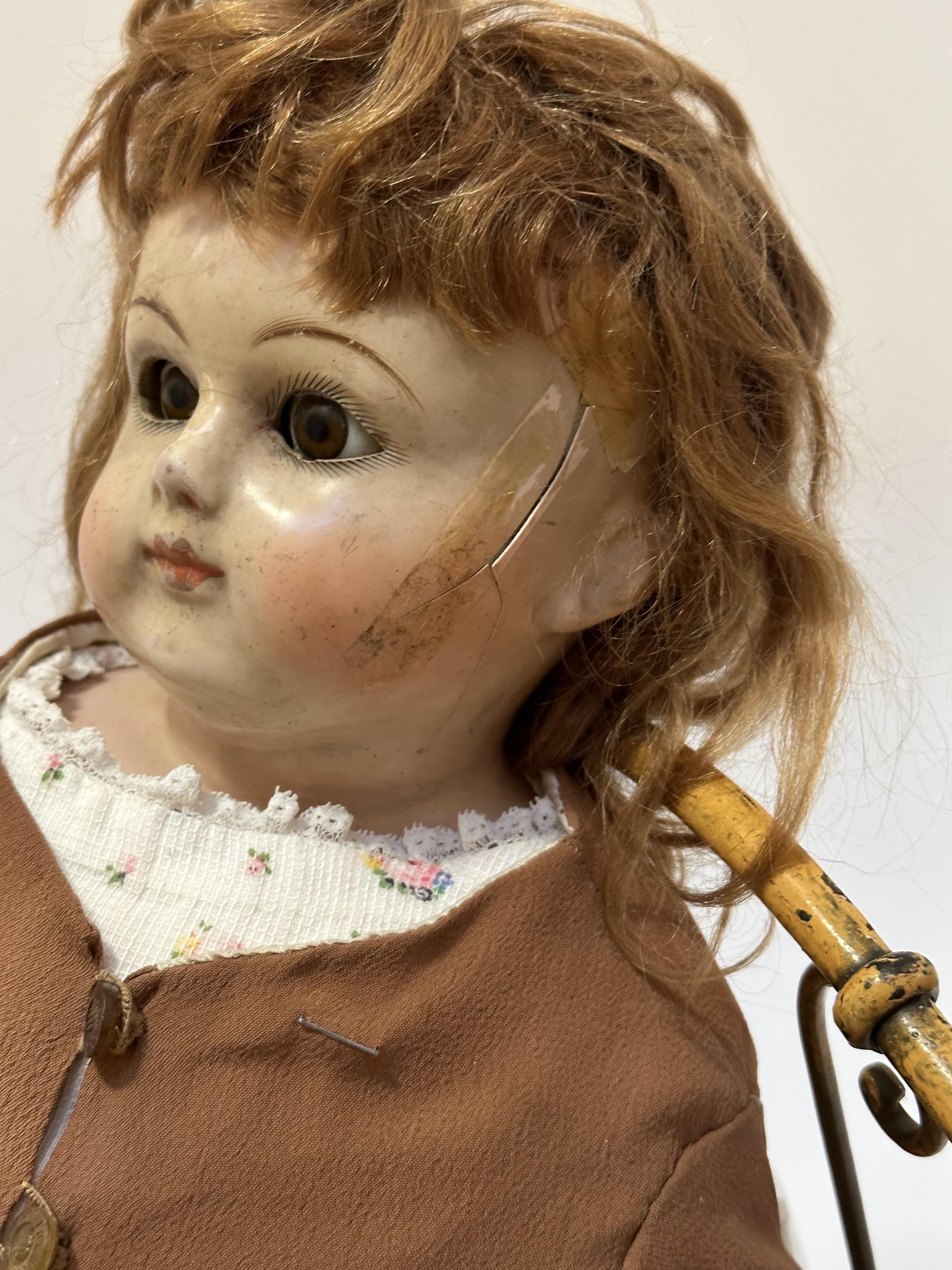 A composition late 19thc early 20thc doll in the Victorian style with stuffed joined body and - Image 2 of 11