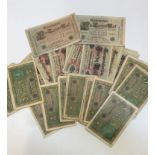 194 German banknotes, one third for 5th August 1915, 50marknotes (2 £5 each), two for 1910 1000 mark