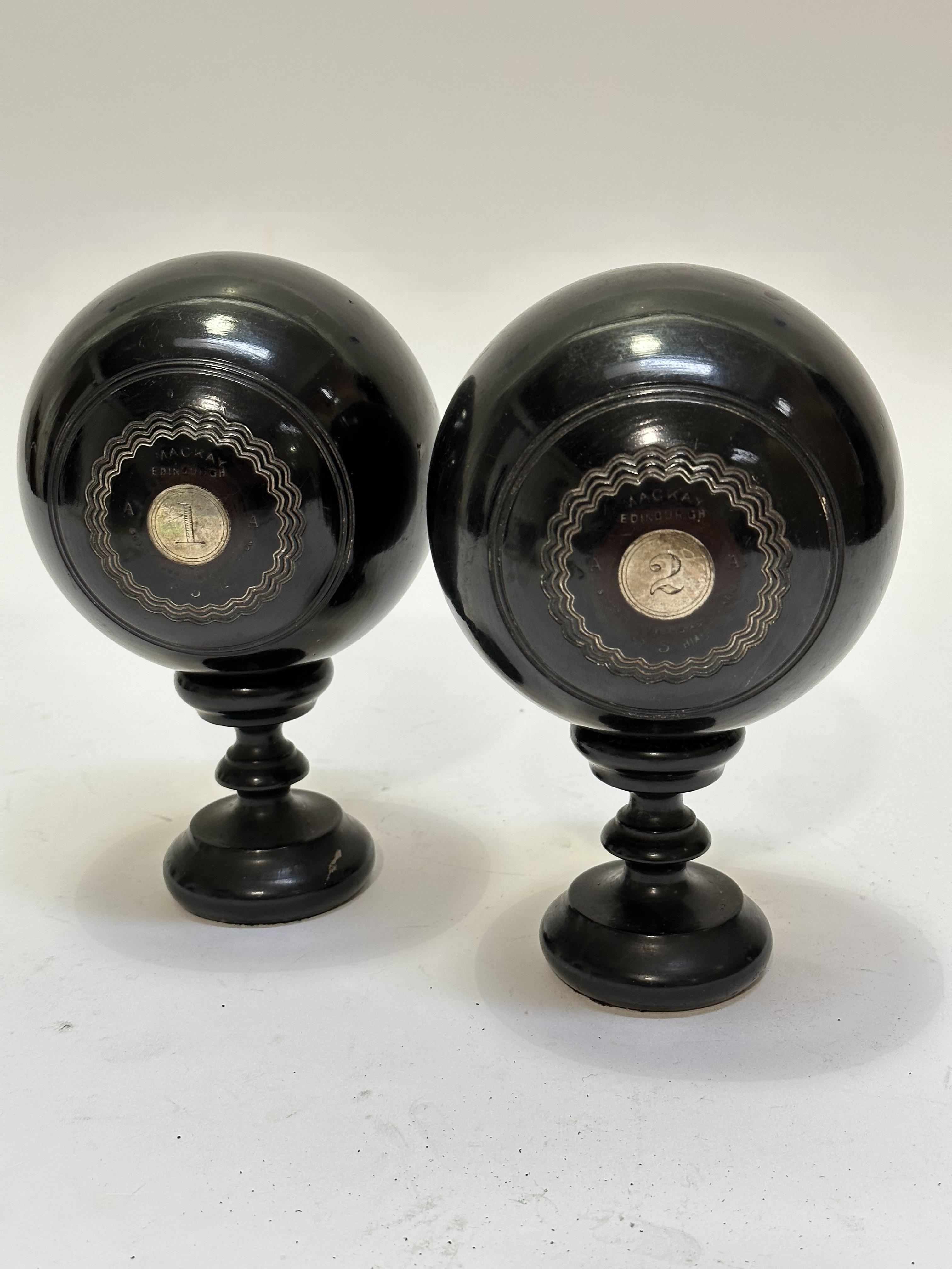 A pair of ebony silver mounted bowls by Mackay of Edinburgh, Scottish Bowling Association - Image 3 of 5