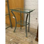 Pierre Vandel, A Patinated metal and glass console table H75cm, W59cm, D38cm