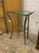 Pierre Vandel, A Patinated metal and glass console table H75cm, W59cm, D38cm