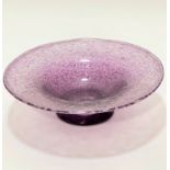 An Art Glass amethyst bubble fruit dish of tapered form and spreading foot, unmarked, (9cm x 30cm)