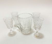 A set of four (matching to previous lot) crystal slice cut port glasses with laurel reef slice cut