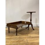 An Edwardian walnut breakfast in bed tray, with pierced carry handles and turned supports (W61cm)