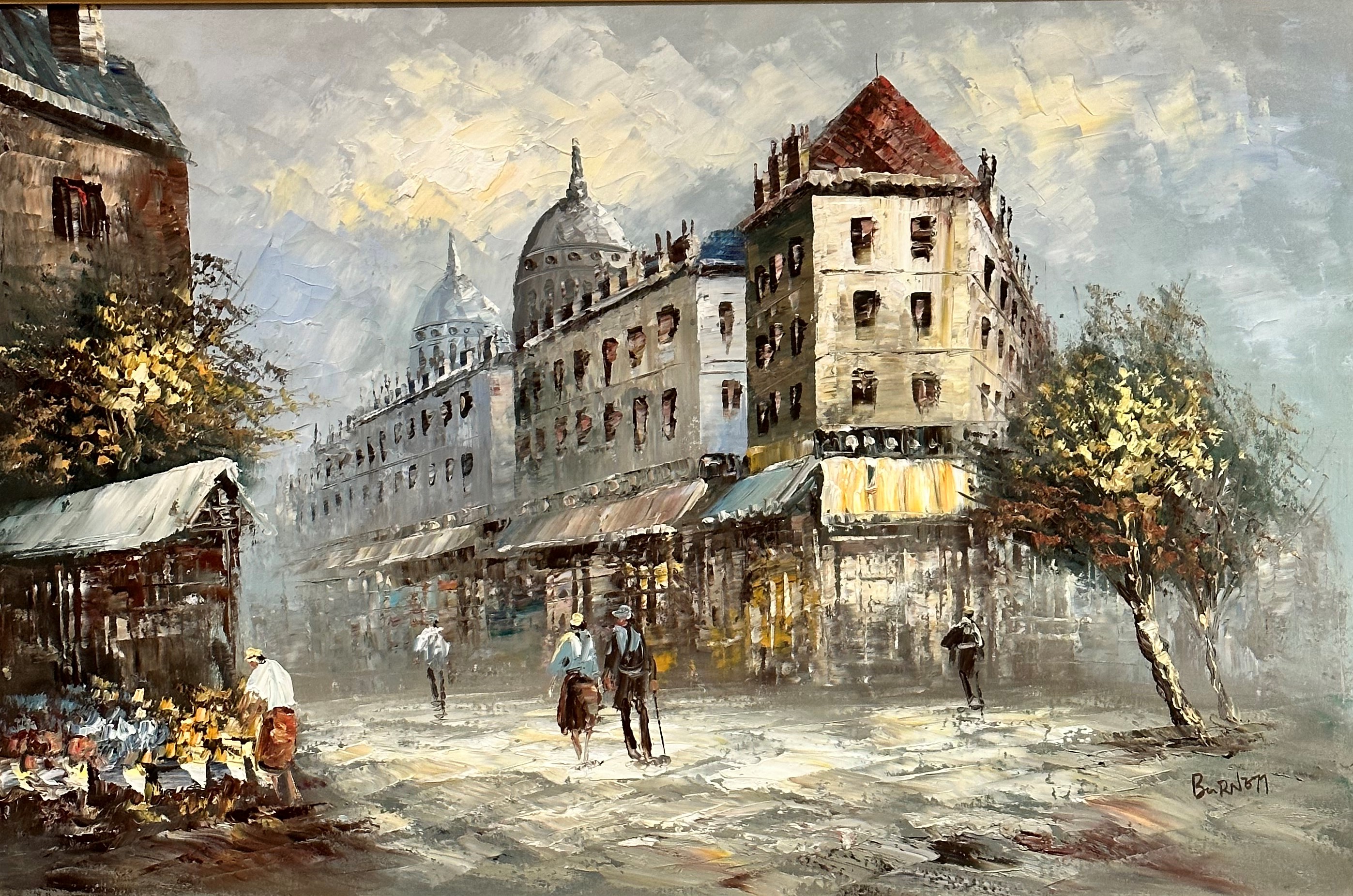 Caroline Burnett (American 1877 - 1950) Paris Street Scene, oil on canvas, signed bottom right,