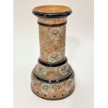 A Doulton Lambeth stoneware baluster column of tapered cylinder form with spreading pierced base, (