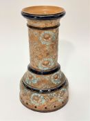 A Doulton Lambeth stoneware baluster column of tapered cylinder form with spreading pierced base, (