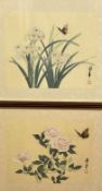 Chinese Republic, Narcissus with Butterfly, Chinese print, seal mark to right, another with Roses,