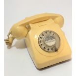 A British Telecom white plastic 1970s / 80s dial telephone converted to modern fitting, (13cm x 14cm