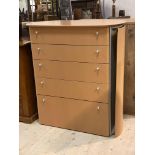 Hulsta, A contemporary light beech veneered chest of oval outline, fitted with five drawers H110cm