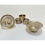 A pair of Birmingham silver tapered pierced bon bon dishes (3.5cm x 8cm) (56.86g), a Birmingham
