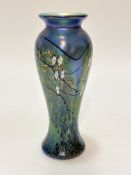 R P Golding, Ochre, Studio Art Case baluster overlaid glass vase with stylised flowers and leaves,