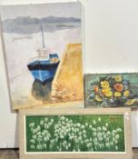 Snowdrops, oil on canvas, signed indistinctly top right, (16cm x 44cm), unknown artist, Still Life