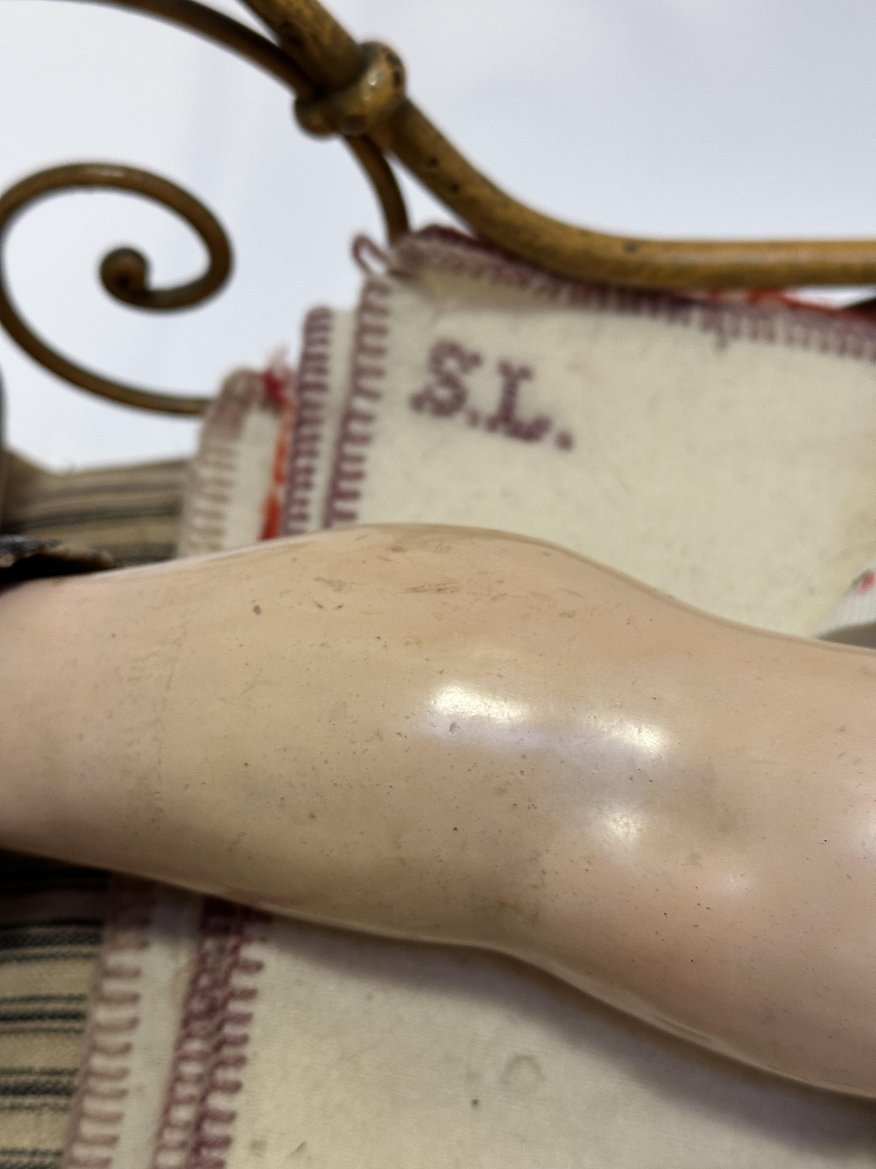 A composition late 19thc early 20thc doll in the Victorian style with stuffed joined body and - Image 4 of 11