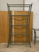 Pierre Vandel, A panitated metal and glass five tier etagere, H182cm W100cm, D40cm