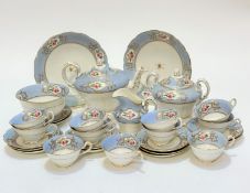 A 19thc china twenty eight piece tea service including two cake plates, teapot (with hairline crack)