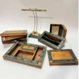 A Gabbanini of Florence, Italy hand painted and finished walnut desk set comprising slope front