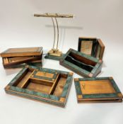 A Gabbanini of Florence, Italy hand painted and finished walnut desk set comprising slope front