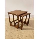 G-Plan, A mid century nest of two tables from the Fresco range, H51cm, 50cm x 50cm