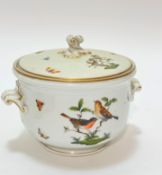 A Hungarian Herend porcelain Rothschild bird pattern two handled ice bucket, the top with