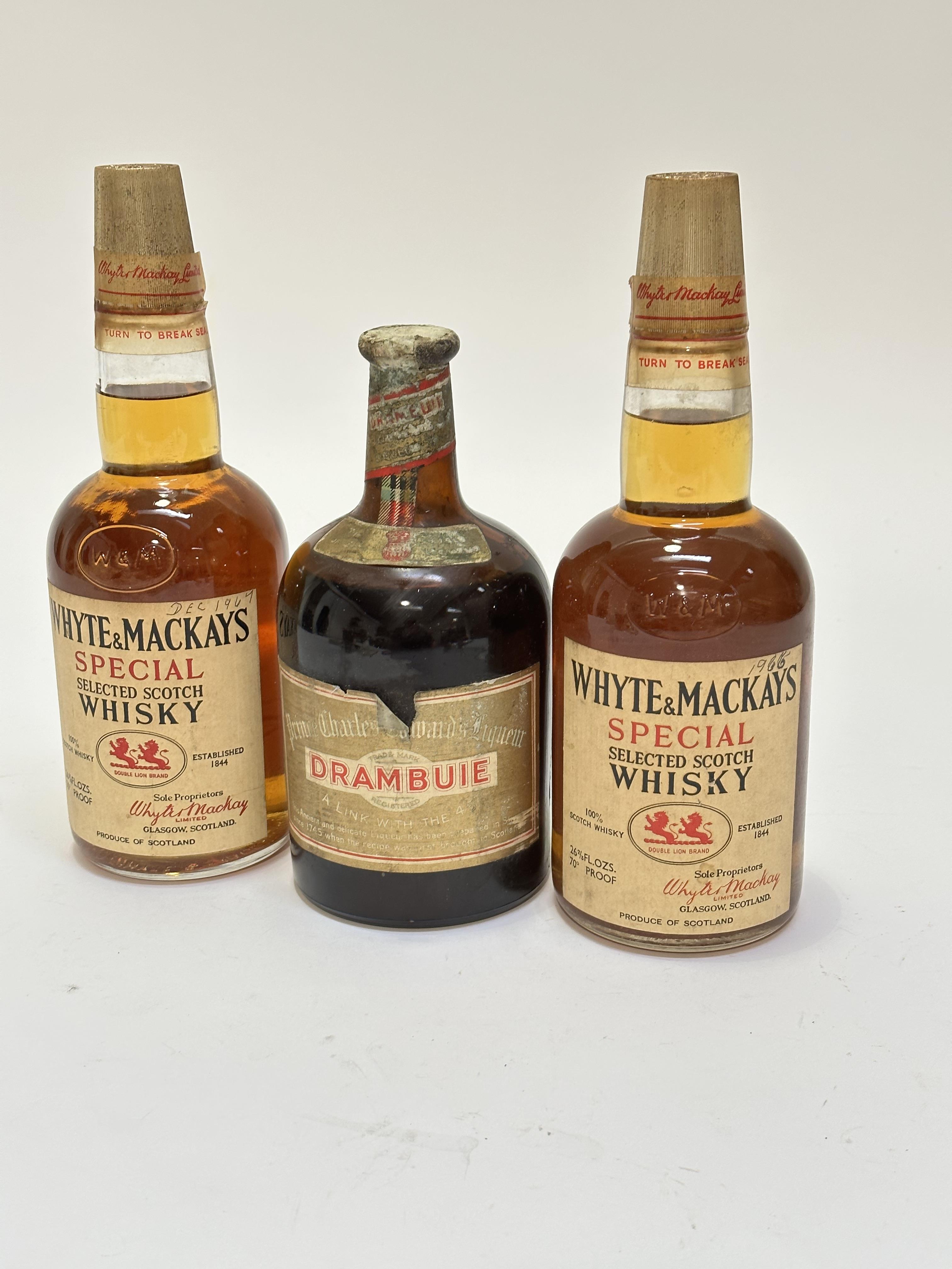 Two bottles of Whyte & Mackays Special Selected Scotch Whisky circa 1966 and 1967, seals are intact,