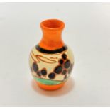 A miniature Clarice Cliff Fantastique pattern baluster vase (h 7cm x 2.5cm)