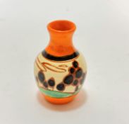 A miniature Clarice Cliff Fantastique pattern baluster vase (h 7cm x 2.5cm)