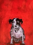 Jack Russell Terrier, print, indistinctly signed, mahogany glazed frame, (39cm x 29cm)
