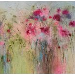 Sue Fenlan, Summer Meadow Flowers, watercolour, signed bottom right, white glazed frame, (18cm x