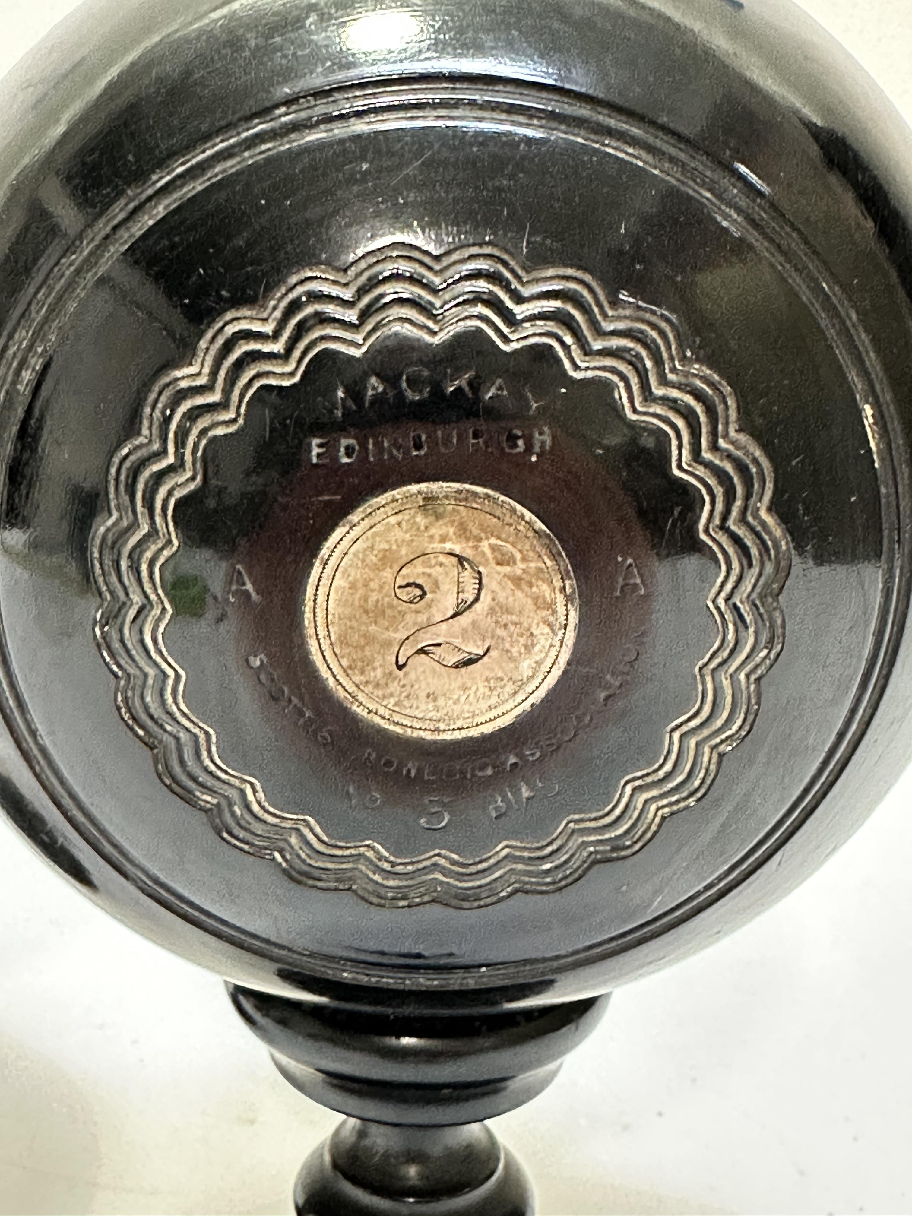 A pair of ebony silver mounted bowls by Mackay of Edinburgh, Scottish Bowling Association - Image 4 of 5