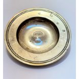 A modern circular London silver shallow change dish with double linear border (1.5cm x 10cm) (60g)