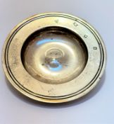 A modern circular London silver shallow change dish with double linear border (1.5cm x 10cm) (60g)