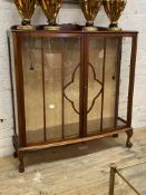 An Edwardian style mahogany bow front display cabinet, H135cm, W120cm, D37cm