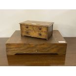 A late 19th/ Early 20th century oak apprentice table chest, fitted with two short and one long